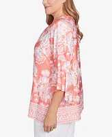 Ruby Rd. Plus Puff Print Ruffle Top