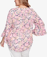 Ruby Rd. Plus Ruffle Sleeve Henley Top