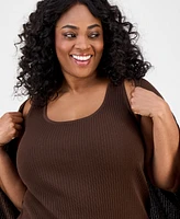 Jones New York Plus Sutton Ribbed-Knit Tank Top