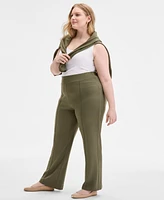 Jones New York Plus Serenity Piping-Trim Ponte-Knit Pants
