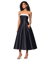 Betsy & Adam Petite Strapless Midi Ballgown