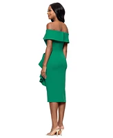 Betsy & Adam Petite Off-The-Shoulder Ruffle Sheath Dress