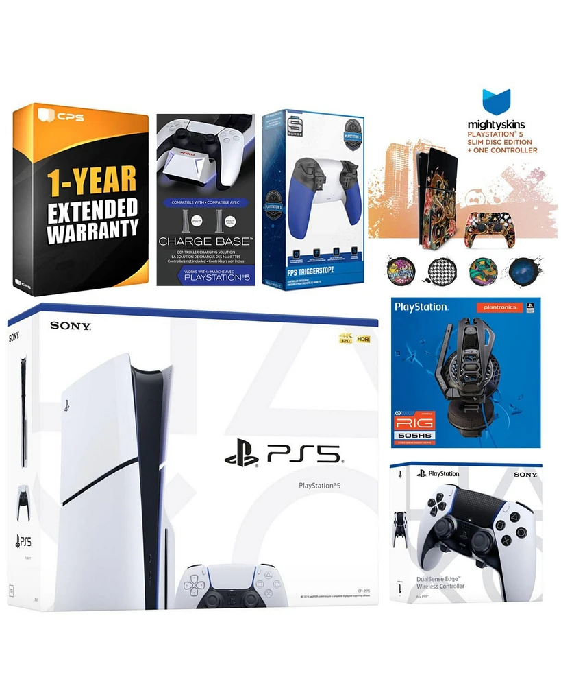 Sony Playstation 5 Slim Disc with Extra Edge Controller, Plantronics Headset, Trigger Stop Kit