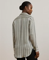 Lauren Ralph Women's Relaxed-Fit Striped Satin Shirt