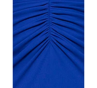 Betsy & Adam Petite Long-Sleeve Ruched Gown