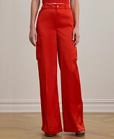 Lauren Ralph Women's Satin Charmeuse Wide-Leg Cargo Pants