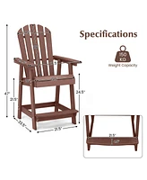 Pcs Bar Stool Hdpe Patio Chair with Armrest Footrest Home Indoor Outdoor