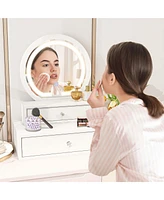 Vanity Mirror with 2 Slide-out Drawers 3 Lighting Modes & Adjustable Brightness