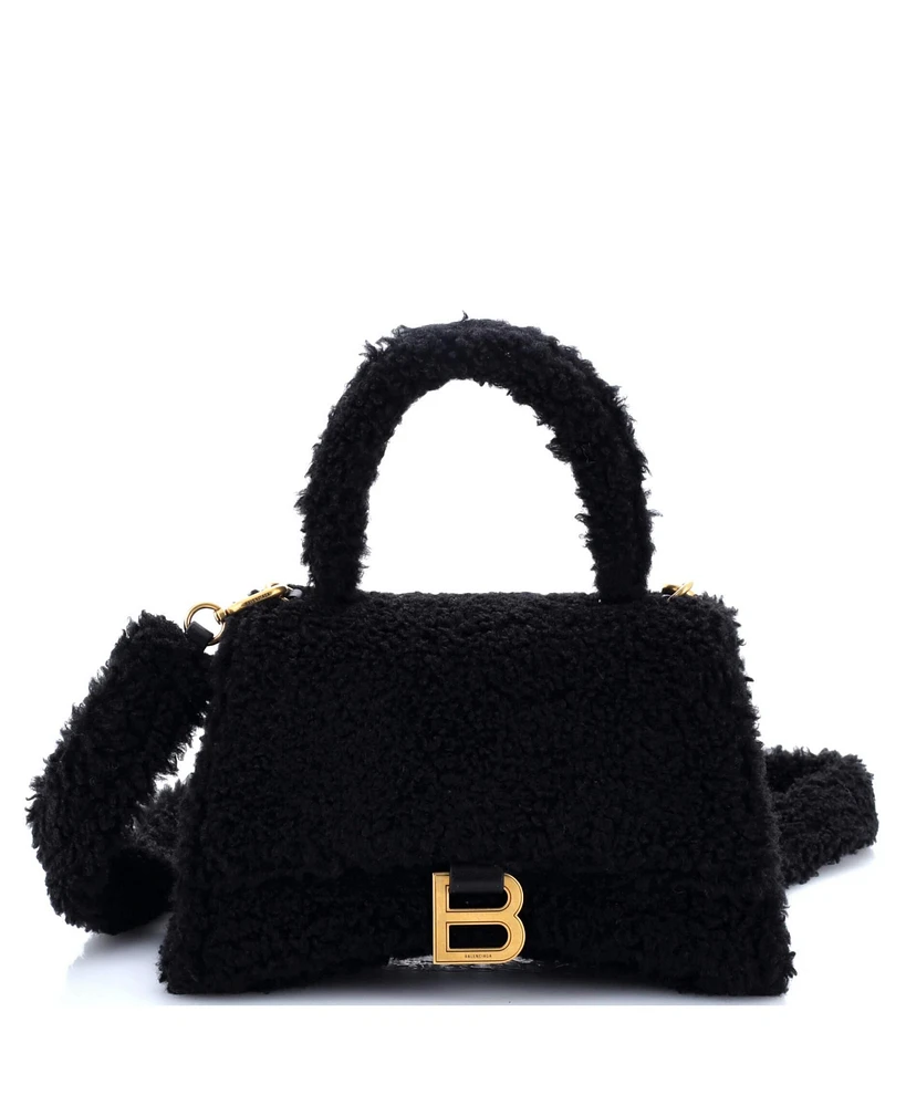 Pre-Owned Balenciaga Small Fluffy Hourglass Top Handle Bag Fur