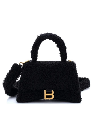 Pre-Owned Balenciaga Small Fluffy Hourglass Top Handle Bag Fur