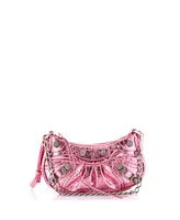 Pre-Owned Balenciaga Mini Le Cagole Giant Studs Shoulder Bag Leather with Crystals