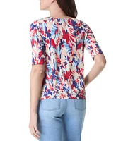 Gloria Vanderbilt Women's Alanis Printed Boat-Neck T-Shirt - Cherry Fizz