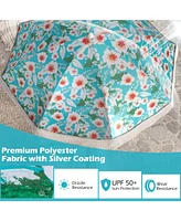 Beach Umbrella with Fringe Outdoor Tassel Push Button Tilt
