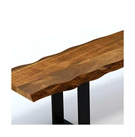 Solid Wood Bench with Live Edge for Dining Room or Entryway