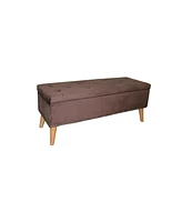 Cozy Brown Suede Storage Bench