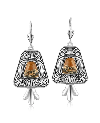 Sterling Silver Picture Jasper Trapezoid Earrings
