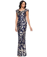 Betsy & Adam Women's Floral-Foil Powermesh Sheath Dress