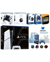 Sony Playstation 5 Slim Digital with White Pulse Headset, Extra Edge Controller, Gamer Kit, Charge Dock and MightySkins Decal Voucher + 1 Year Cps Ext