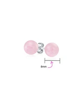 Bling Jewelry Set of 3 8MM Natural Pink Quartz Red Carnelian Green Aventurine Drop Ball Earrings