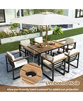 Mondawe 7 Pieces Outdoor Dining Set Patio Table and Chair