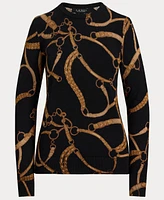 Lauren Ralph Women's Belting-Print Cotton-Blend Sweater