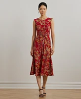 Lauren Ralph Women's Floral Twist-Front Stretch Jersey Dress