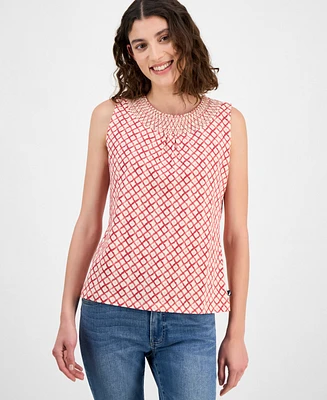 Nautica Jeans Women's Smocked-Neck Tank Top