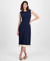 Nautica Jeans Women's Cotton Scalloped-Trim Sleeveless Dress