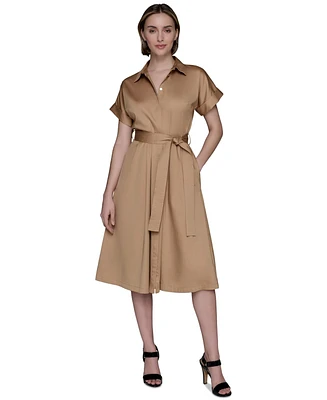 Karl Lagerfeld Paris Women's Cotton A-Line Shirtdress