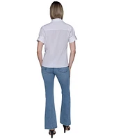 Karl Lagerfeld Paris Women's Cotton Floral-Applique Shirt