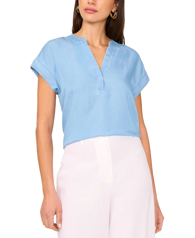 Vince Camuto V Neck Front Placket Blouse