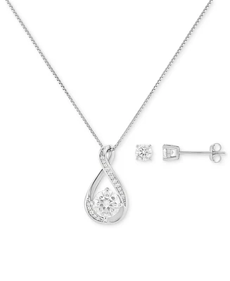 Giani Bernini Cubic Zirconia Infinity Pendant Necklace & Solitaire Stud Earrings in Sterling Silver, Exclusively at Macy's