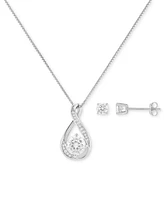 Giani Bernini Cubic Zirconia Infinity Pendant Necklace & Solitaire Stud Earrings in Sterling Silver, Exclusively at Macy's