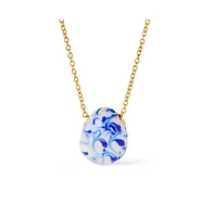 Ana Luisa - Gold Statement Necklace - Pebble Mini Marble Blue