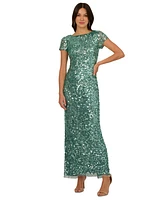 Adrainna Papell Women's Embellished Short-Sleeve Gown