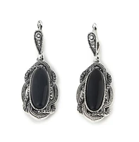 Sohi Women's Silver Plated Designer Stone Drop Earrings