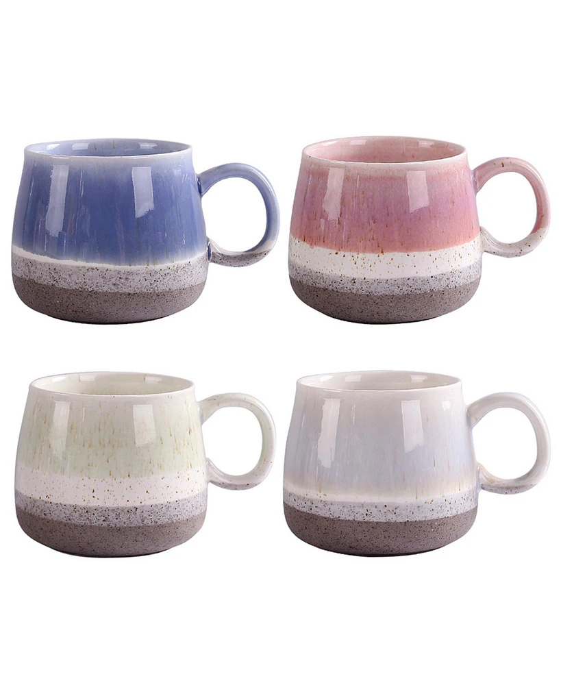 4-Piece Ceramic Coffee Mugs Cup Set - 17oz