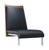 Faux Leather Dining Chairs Set of Two with Upholstered Seat for Home or Office