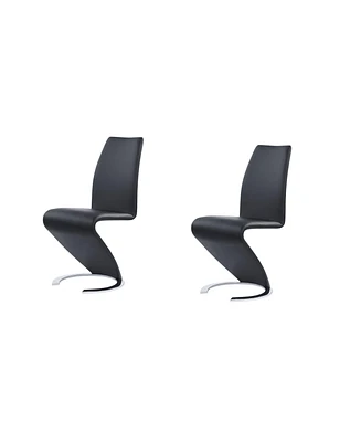 Faux Leather Dining Chairs Set of 2 Upholstered Parsons Style for Home or Office