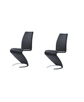 Faux Leather Dining Chairs Set of 2 Upholstered Parsons Style for Home or Office