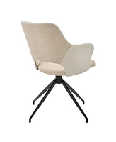 Modern Upholstered Fabric & Faux Leather Open Back Dining Armchair