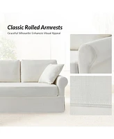 Israel Traditional Slipcovered Sofa with Solid Leg