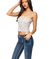 Edikted Women's Mixed Floral Pointelle Tube Top