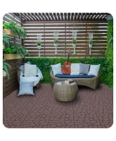 Diy 12" Patio Deck Tiles, Interlocking, Quick Install, 44pcs Red Brown