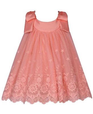 Bonnie Baby Girls Bow Shoulder Embroidered Float Dress