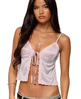 Edikted Women's Backless Satin Effect Polka Dot Top