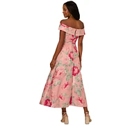 Adrianna Papell Women's Off-The-Shoulder Floral-Jacquard Dress