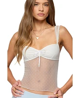 Edikted Women's Dotted Sheer Mesh Top