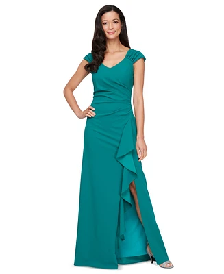 Alex Evenings Women's Ruched Shoulder Gown