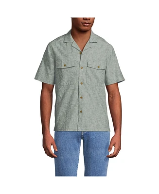 Lands' End Men's Short Sleeve Linen Surplus Shirt